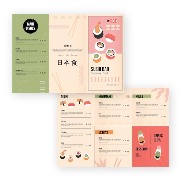 Free Vector hand drawn trifold menu template