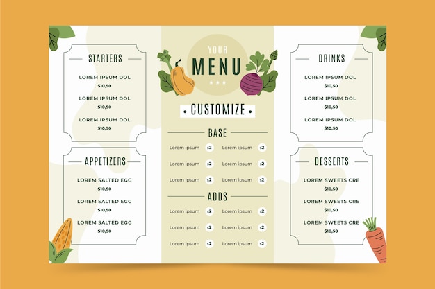 Free Vector hand drawn trifold menu template