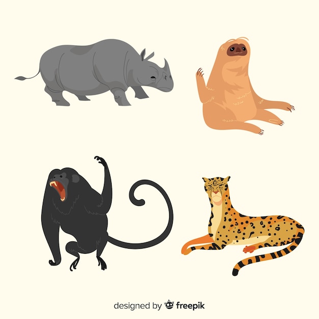 Free Vector hand drawn tropical animal collection