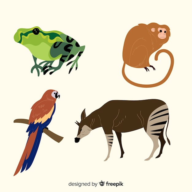 Free vector hand drawn tropical animal collection