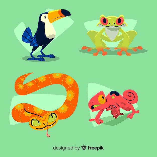 Free vector hand drawn tropical animal collection