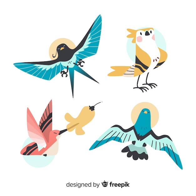 Free vector hand drawn tropical bird collection