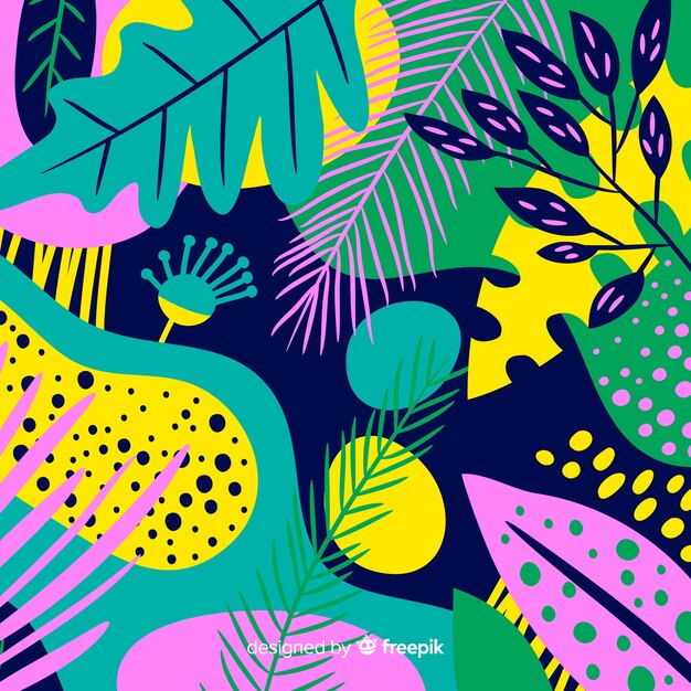 Hand drawn tropical floral background