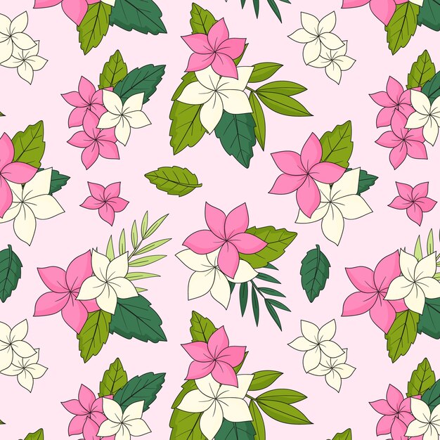 Hand drawn tropical flowers pattern