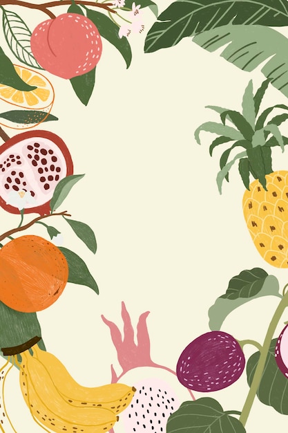 Free vector hand drawn tropical fruit frames wallpaper