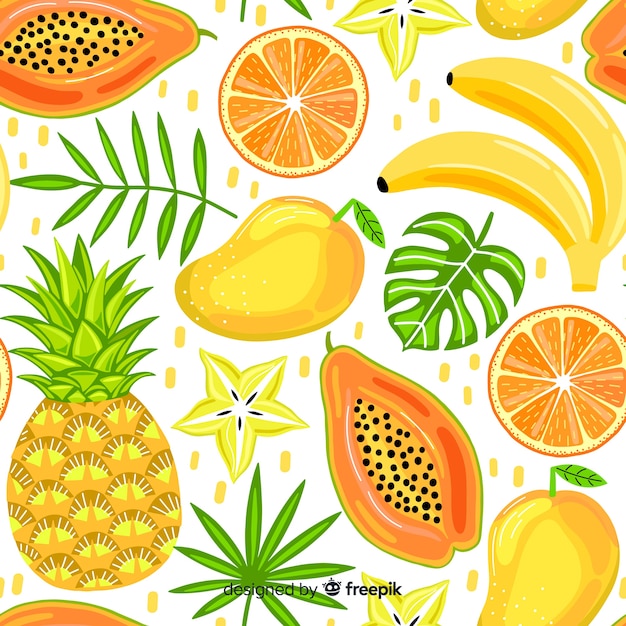 Free Vector hand drawn tropical fruit pattern