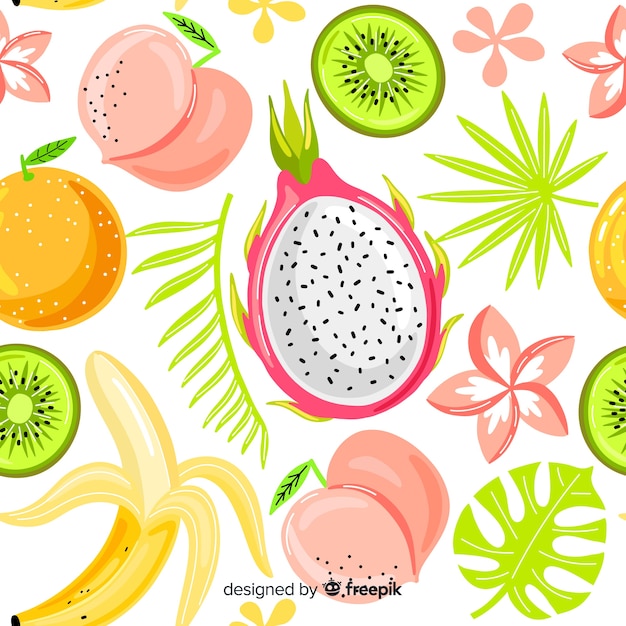 Free Vector hand drawn tropical fruit pattern