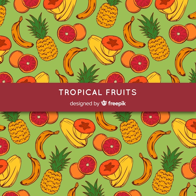 Free Vector hand drawn tropical fruit pattern