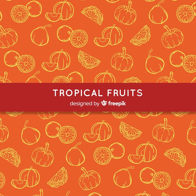 Hand drawn tropical fruit pattern