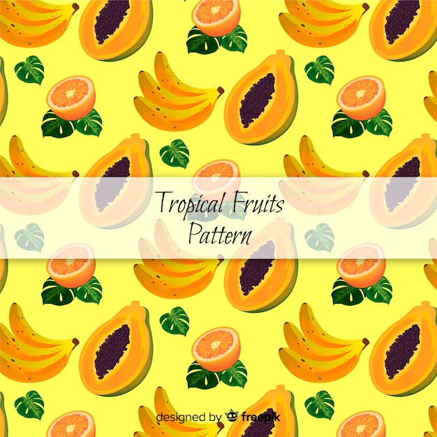 Free Vector hand drawn tropical fruits pattern