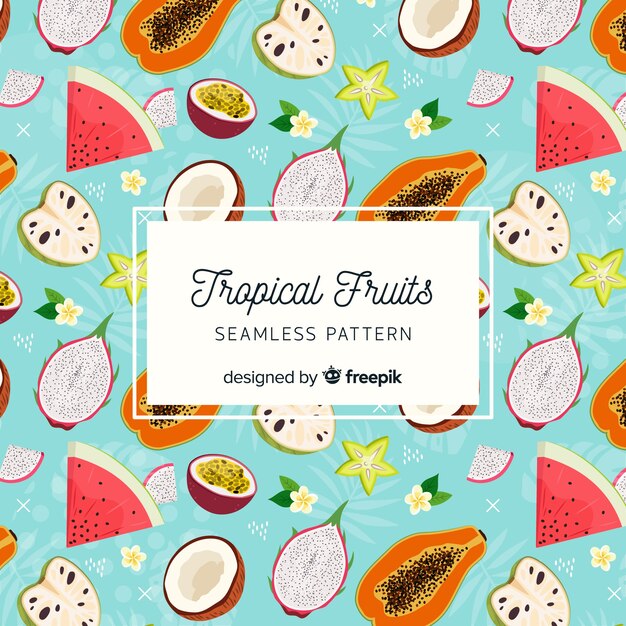 Hand drawn tropical fruits pattern