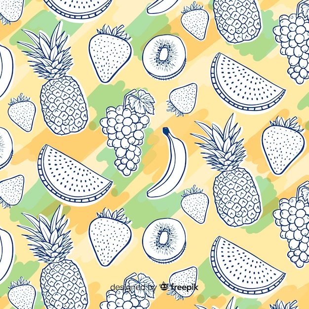 Hand drawn tropical fruits pattern