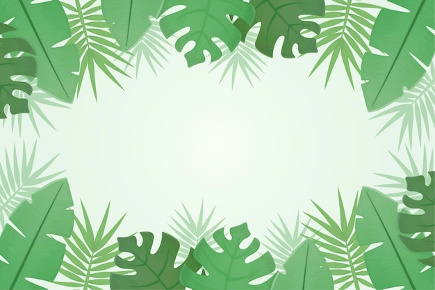 Hand drawn tropical leaves background