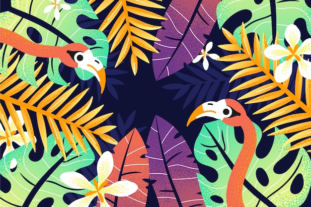 Free Vector hand drawn tropical leaves background