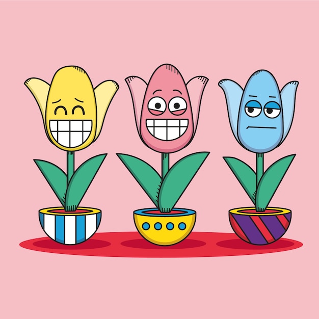 Free Vector hand drawn tulip cartoon illustration