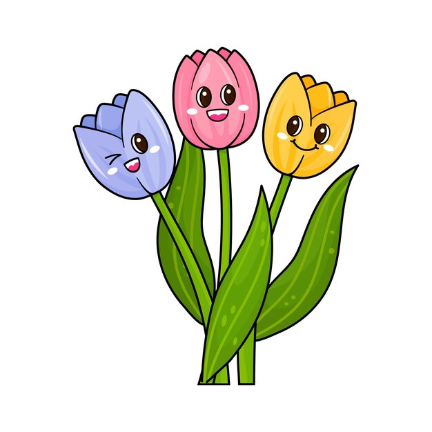 Free Vector hand drawn tulip cartoon illustration