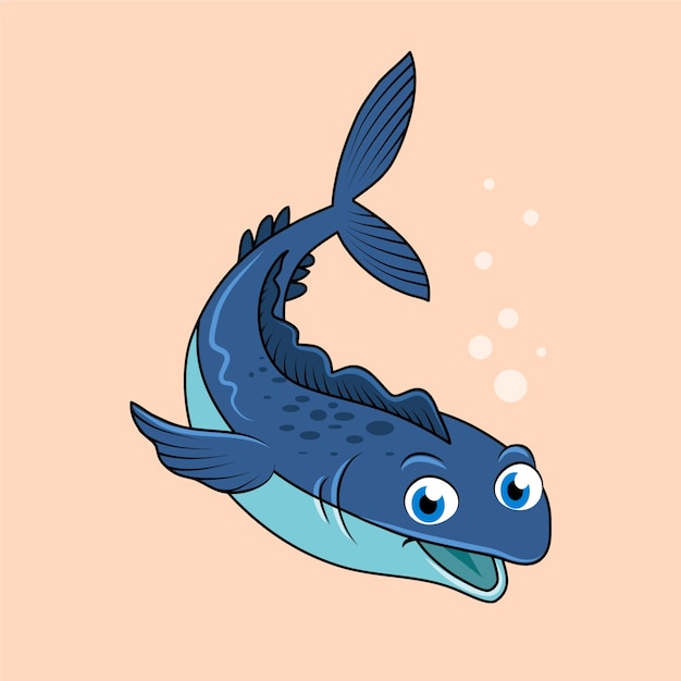 Hand drawn tuna cartoon illustration