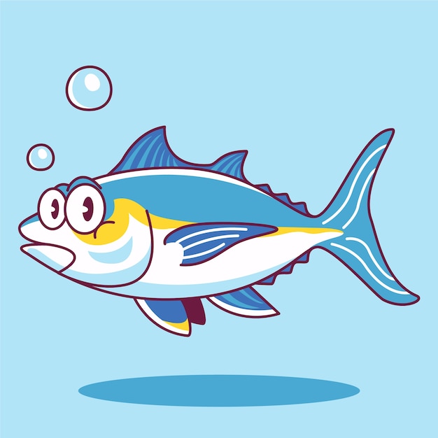 Hand drawn tuna  cartoon illustration