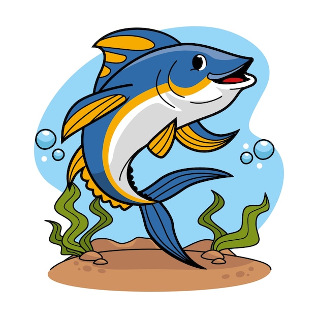 Free Vector hand drawn tuna cartoon illustration