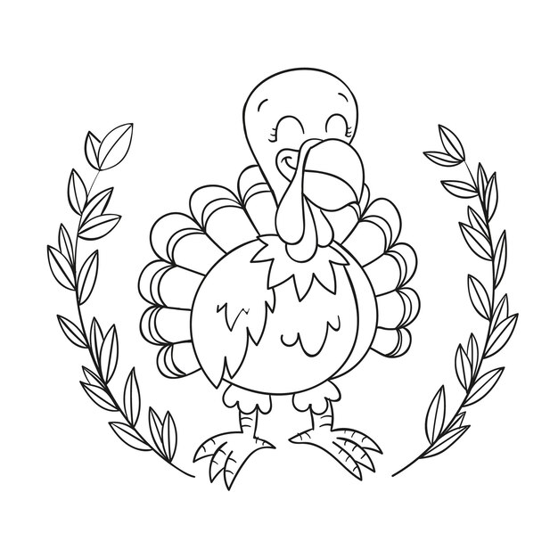 Hand drawn turkey outline illustration