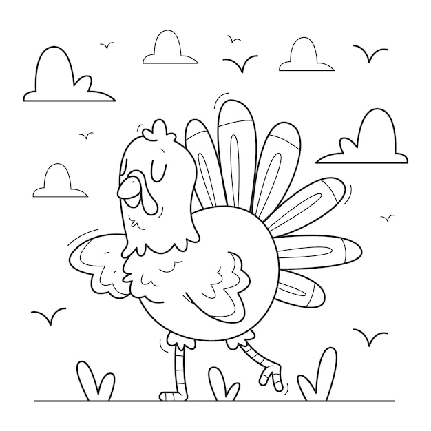 Free vector hand drawn turkey outline illustration