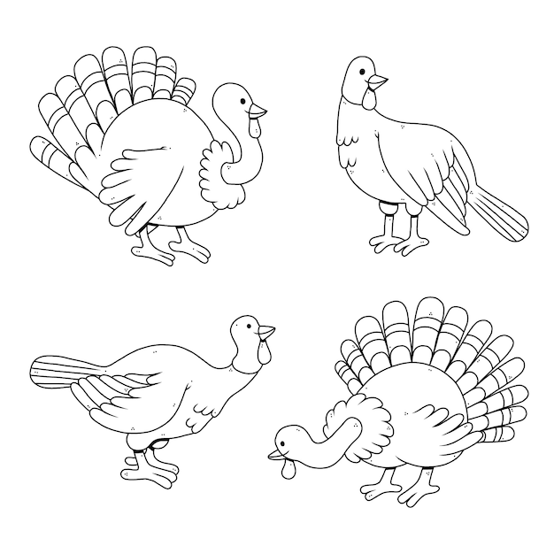 Free vector hand drawn turkey outline illustration