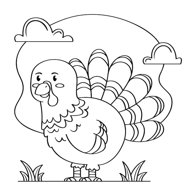 Hand drawn turkey outline illustration