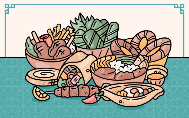 Hand drawn turkish food illustration