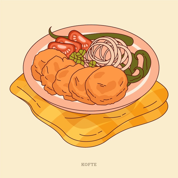 Hand drawn turkish food illustration