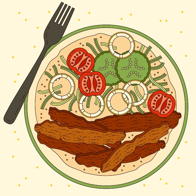 Free Vector hand drawn turkish food illustration