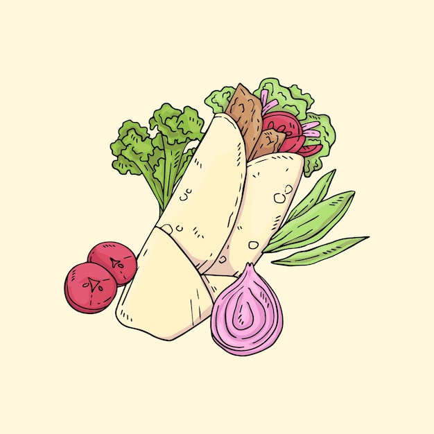 Free Vector hand drawn turkish food illustration