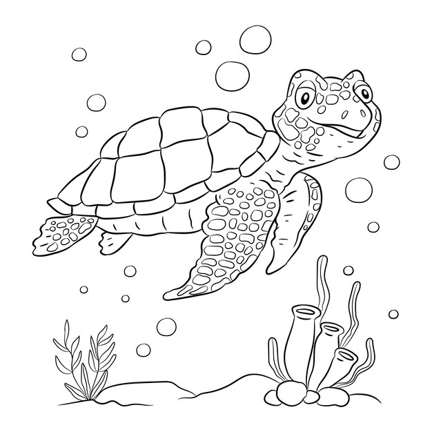 Hand drawn turtle outline illustration