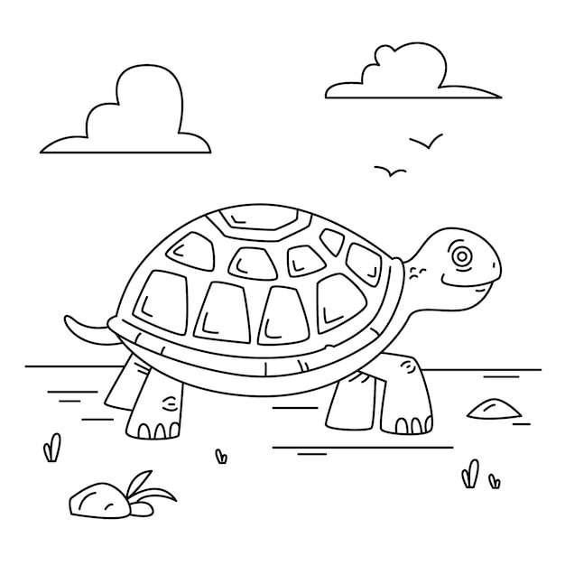 Free Vector hand drawn turtle outline illustration