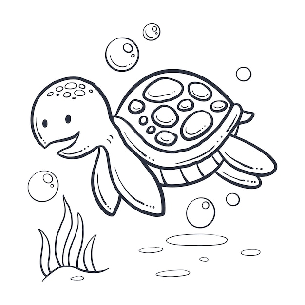 Hand drawn turtle outline illustration