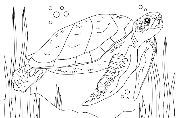 Free vector hand drawn turtle outline illustration