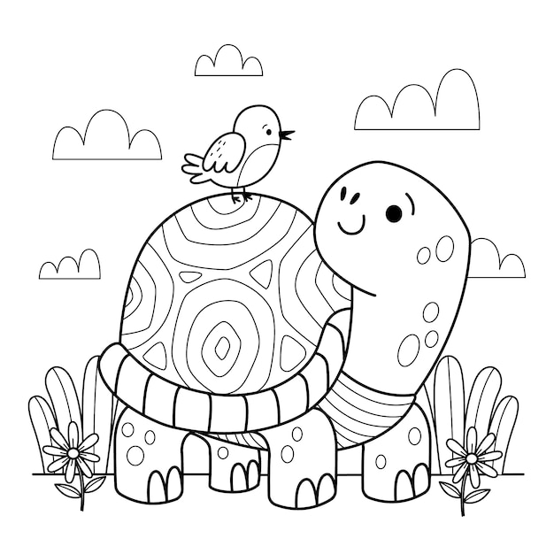 Free vector hand drawn turtle outline illustration