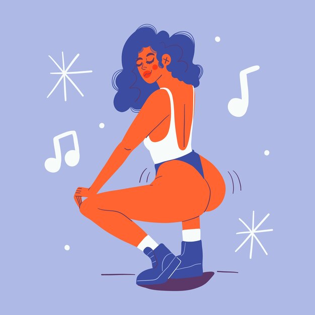 Hand drawn twerk dance illustration