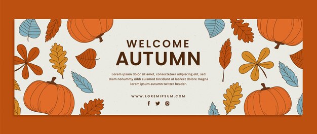 Hand drawn twitter header template for autumn celebration