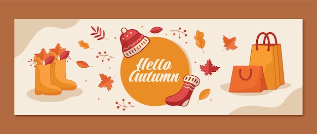 Hand drawn twitter header template for autumn celebration