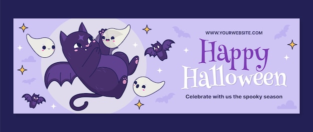 Hand drawn twitter header template for halloween celebration