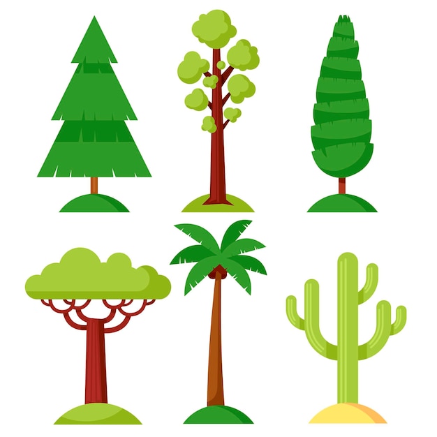 Free Vector hand drawn type of trees collection