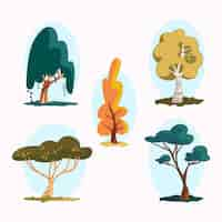 Free vector hand drawn type of trees