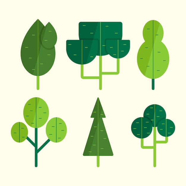 Free Vector hand drawn type of trees