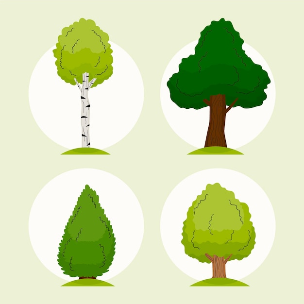 Free vector hand drawn type of trees