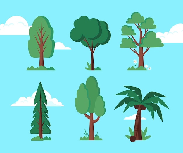 Free Vector hand drawn type of trees