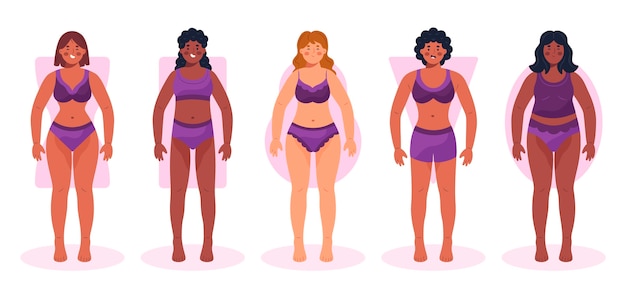 Free vector hand drawn types of female body shapes collection