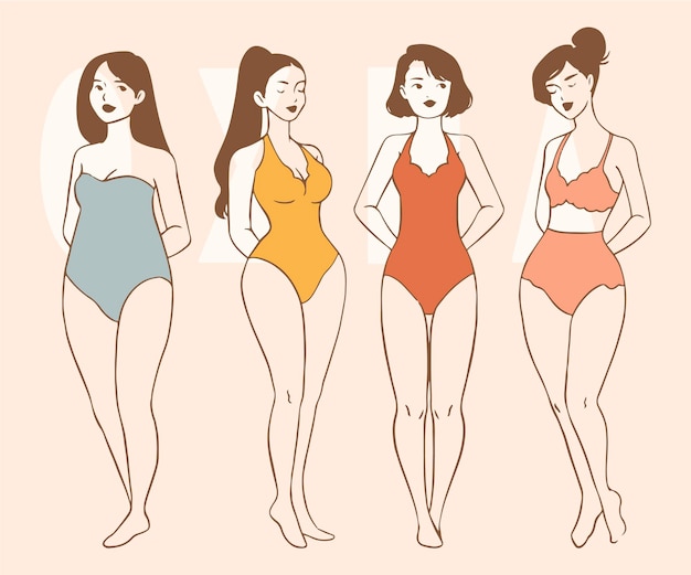 Free Vector hand drawn types of female body shapes