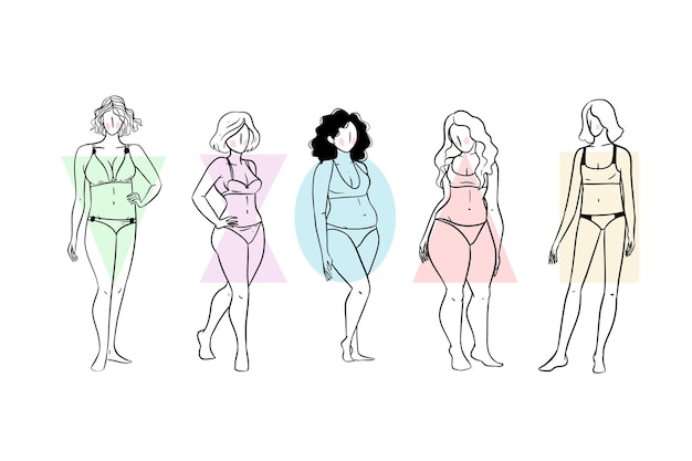 Free Vector hand drawn types of female body shapes