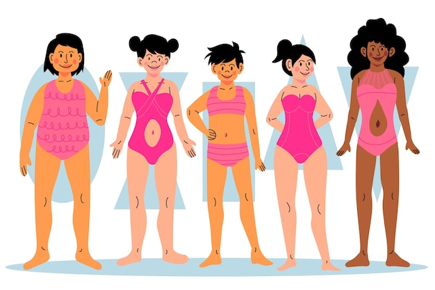 Free Vector hand-drawn types of female body shapes