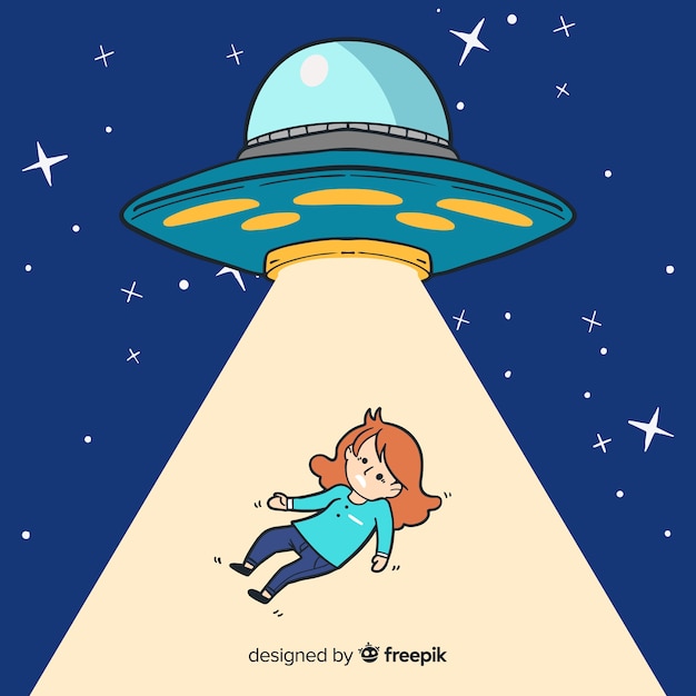 Free vector hand drawn ufo abduction concept